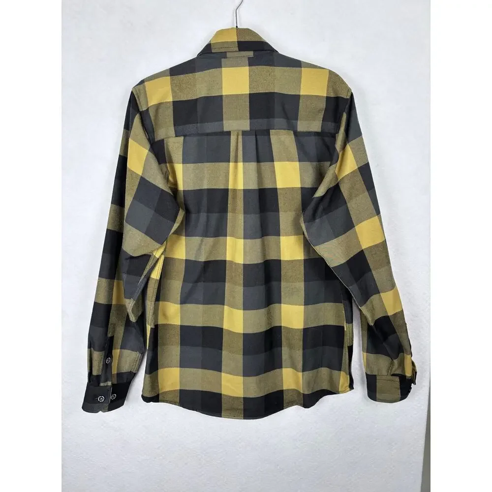 NWOT Dixxon Flannel Co The Journey Size Small Black Yellow Plaid Shirt